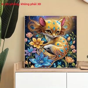 Tranh Kim Cương Phẳng Họa Tiết Động Vật Khung Tranh Không Viền Kim Cương Tròn & Hình Dạng Đặc Biệt Dùng Trang Trí Nhà Cửa Trong Nhà/ngoài Trời Quà Tặng Độc Đáo