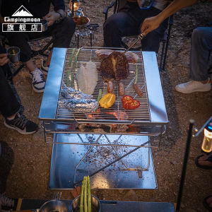 Coman Fire Burning Table MT-055 Extra Large Thickened Barbecue Stove Stainless Steel Folding Barbecue Oven Campfire Grill Rack Firewood Stove