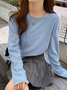 Su Sam Yellow Long Sleeve round Neck Base Shirt Womens Spring Autumn New Loose Fit Inner Wear T-Shirt Versatile Top