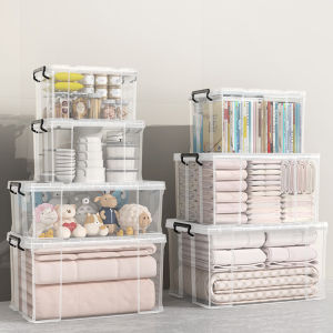Large Transparent Plastic Storage Box with Lid Reinforced Portable