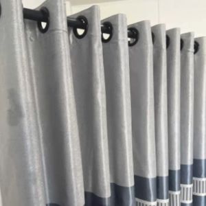 ผ้าม่านกันแสงทูโทนสีเทา ดีไซน์ลายเรียบหรู ทนทาน 80% ผ้ากำมะหยี่