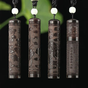 Portable Mini Black Ebony Toothpick Box Outdoor Travel Carry-On Wooden Toothpick Bucket Vehicle Mounted Toothpick Tube