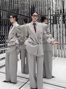 French Elegant Double-Breasted Lapel Suit Jacket Autumn Winter