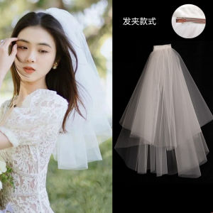 Proposal Certificate Photo Props Bridal Veil Headdress Pearl Bows White Super Mori Hair Accessories Dress