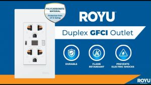 ROYU Duplex GFCI (Ground Fault Circuit Interrupter) Wide Series / Plano Series Universal Outlet