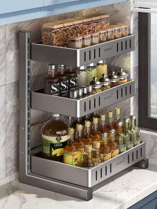 ชั้นวางของในครัวแบบอเนกประสงค์ ชั้นวางเครื่องปรุงรสหลายชั้น สแตนเลส ชั้นวางของใช้ในครัว เครื่องมือทำอาหาร อุปกรณ์เก็บของในครัว