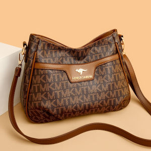 Soft Leather Bucket Bag Single Shoulder Crossbody Bag for Middle-Aged Women Versatile Casual Handbag Fashionable Zipper Closure