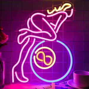 Billiard Lady Neon Sign USB Dimmable LED Neon Light for Game Room Man Cave Pub Bar Pool Table Club Decoration Business Sign