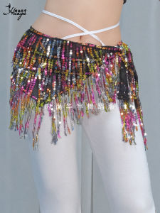 Đai Nhún Nhảy Múa Bụng Mới Rực Rỡ Lấp Lánh Tua Rua Đệm Hông Nhảy Sảnh Nhảy Jazz Đai Lưng Đa Năng Biểu Diễn Khăn Nhún