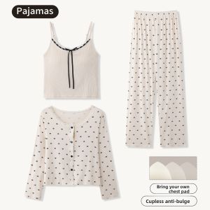 Miiow | Cat Woman Sleepwear Long Sleeve Strap Home Clothes Set For Women Spring Autumn New Style Outwear Compatible Polyester Fiber