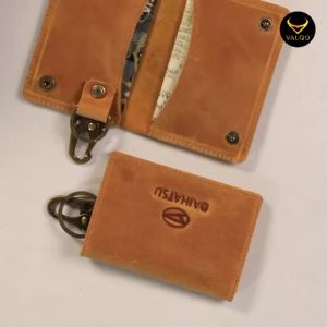 VALQO FABIO Dompet STNK dan SIM Gantungan kunci kulit sapi untuk Mobil Motor STNK SIM Kartu Tol