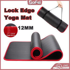 【Lock Edge】 Yoga Matt for Workout 12mm Extra Thick Yoga Mat Exercise Mat with Carrying Strap