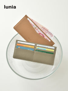 Ultra-Thin Long Leather Wallet Top Layer Cowhide Simple Design Card Holder Travel Foreign Currency Money Clip Ins Style Trend