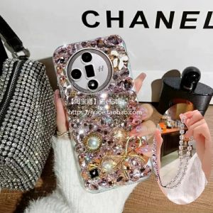 Luxury Rhinestone Edge Protection Case for OppoA3pro A5pro FindX8 OnePlus Ace5 13 Elegant Diamond Embedded Lightweight Shockproof Shell
