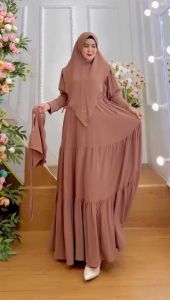 BISA COD One Set Gamis Syari Kode ANDINI Bahan Kringkel Premium By Ory AjeZas Collection