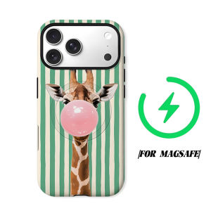 Giraffe Bubblegum Phone Case for iPhone 18 17 16 15 14 13 12 11 Air Pro Max Plus Double-layer Cover