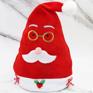 (1 Pieces/bag) 28*39cm Christmas Hat Gold Velvet Fabric Santa Claus Cute Design New Years Party Holiday Decoration Hat