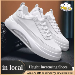 Korean Fashion Sneakers For Men Thick Bottom Casual White Shoes Wearable Height Increasing Rubber Shoes Sports Shoes