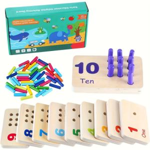 Wooden Counting Peg Board for Youngsters Ages 3-5 Years - Interactive Number & Shape Sorting Toy with 10 Number Pegs Educational Math Game for Early Learning Fine Motor Skills Development Peg Puzzles for Youngsters