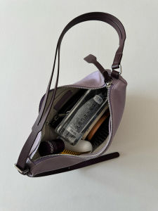 Luxurious Leather Purple Shoulder Crossbody Horn Bag Handbag Commuter Half-Moon Womens Summer Bag British Style Dumpling Shape