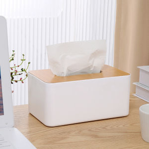 Creative solid wood tissue box with thickened square dust cover for home living room coffee table desktop storage box