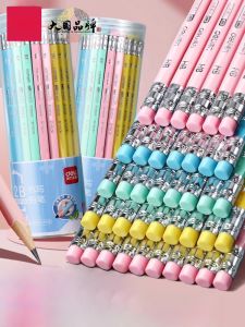 Deli Nontoxic HB Graphite Pencils with Eraser Head for Kindergarten Students Writing Practice Art Supplies Set Primary School Entrance Exam Professional Tools