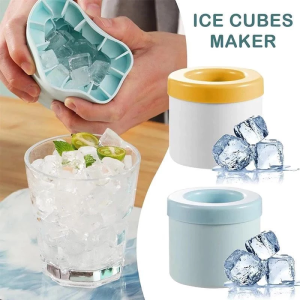 Silicone Ice Cube Molder Silicon with Cover Round Whiskey Cocktail Ice Box Mold Food Grade Ice Maker