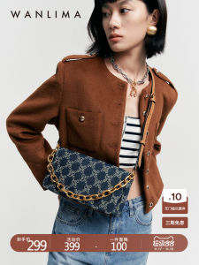 Christmas Gift Womens Underarm Bag Vintage Denim Crossbody Mobile Phone Bag Leather Metal Chain Soft Leather Handbag