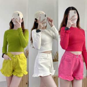 Quần Đùi Jeans Nữ  Quần Short Jeans Nữ Phối Xòe Ống Cực Dễ Thương