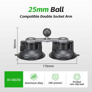 Giá Đỡ Máy Tính Bảng Ô Tô FANAUE 1 Inch Đế Hút Chân Không Xoay 360 Độ Tương Thích Với Giá Đỡ RAM Dùng Cho Kính Chắn Gió