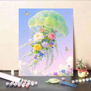 BILIBILI | Oil Painting By Numbers Kits Jellyfish Bloom Art Collection Paintings DIY Acrylic Paint By Numbers for Adults Home Decor