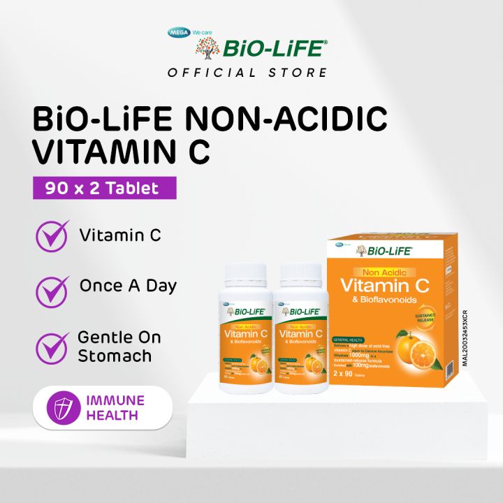 BiOLiFE NonAcidic Vitamin C & Bioflavonoids 2 x 90 tablets (EXPIRY