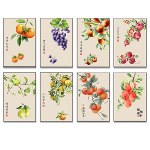 Good Luck Fruit Decorative Painting Core Modern Simple New Chinese Style Living Room Bedroom Wall Art Poster Oil Canvas Frame