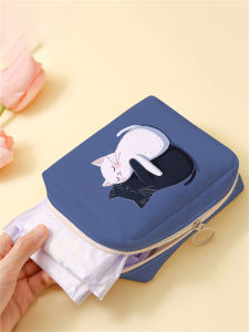 Cat printed sanitary napkin storage bag womens lightweight tissue bag sanitary tissue bag