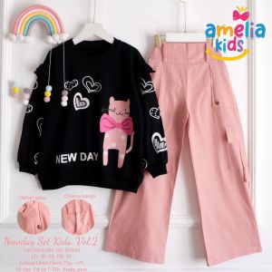 ((SET CEL BAJU KAOS COMBARD MOTIF BUNGA)) SEVIA SET KIDS BY AMELIA // BAJU SETELAN ANAK USIA 9-13 TAHUN// BAJU ONE SET COMBARD TEBAL ADEM
