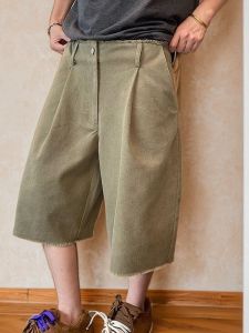 Large Size Mens Workwear Shorts Five-Point Washed Vintage Summer Casual Straight Leg Pants mid Waist Zipper Fly Youth Trend