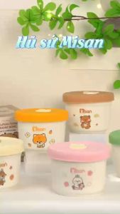 Hũ sứ ăn dặm Misan cho bé dung tích 250ml tiện lợi chịu nhiệt cao Thố sứ 1 nắp đậy Misan cho bé ăn dặm đa năng