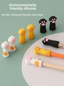 Cartoon Cute Super Cute Cats Paw Pencil Cap Cartoon Pencil Case Kids Primary School Boy Girl Soft Silicone Protective Case Pen Cap Male Pencil Case Extender Pen Sleeve Pencil Stub Protective Case Pencil