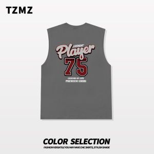 Retro Mỹ Thời Trang Đường Phố Áo Gile Bông Áo Thun Nam Mùa Hè Rộng Rãi Cộc Tay Không Tay Áo Thun Nam Mùa Hè Áo Thời Trang Thương Hiệu Thoải Mái Mồ Hôi Thoải Mái  Áo Hai Dây