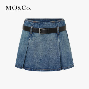 MO&Co. | Vintage Washed A-Line Short Pants with Low Rise and Pleated Design