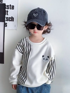 Babyonline(Y514)B4 เสื้อสเวตเตอร์แขนยาวแฟชั่นสำหรับเด็กชายและเด็กหญิง ผ้าฝ้าย นุ่ม ใส่สบาย