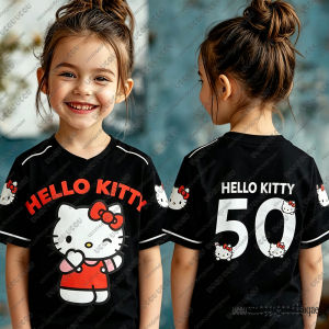 52TOYS | Summer Cartoon Hello Kitty Print Football Jersey For Adult/Kids Breathable Sports Short Sleeve Team Uniform Parent Child Jerseys