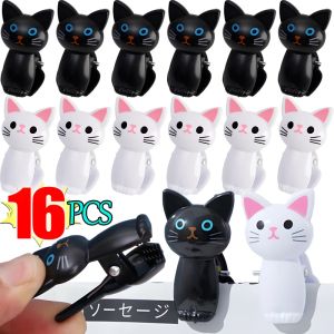 2/16Pcs Cute Cat Plastic Clips Laundry Hanging Clothes Pins Beach Towel Snacks Sealing Clip Household Multifunctional Storage Tool