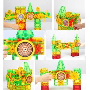 Romboss 80/140pcs Gear Blocks Colorful Window Magnetic  Building Blocks Tile DIY Magnetic Block Puzzle Montessori Kids Toys Educational Gifts