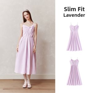Semir | Elegant V-neck Twisted High-waisted Mid-length Summer Dress