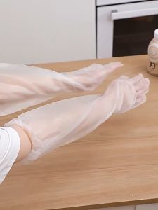 【 In Stock 】Disposable Extended Housework Gloves Food Grade Gloves Waterproof And Thickened Kitchen Dishwashing Cleaning Gloves Sarung Tangan Lanjutan Pakai Buang一次性加长手套