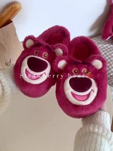 Lotso cotton slippers for men and women winter new cute kawaii Toy Story trendy couple home non-slip anime cartoon furry shoes