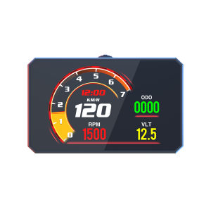RYSJM | P16 Car HUD OBD2 LCD Meter Head Up Display Speedometer KMHMPH Tachometer Water Temp Fuel Consumption Turbo Pressure