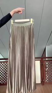 Rok Plisket Bludru Panjang Wanita Velvet Pleated Skirt