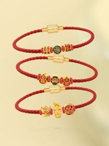 Red Rope Bracelet Womens Style Twelve Zodiacs Lucky Year Titanium Steel Woven Rope Childrens Gift Bracelet Snake Year